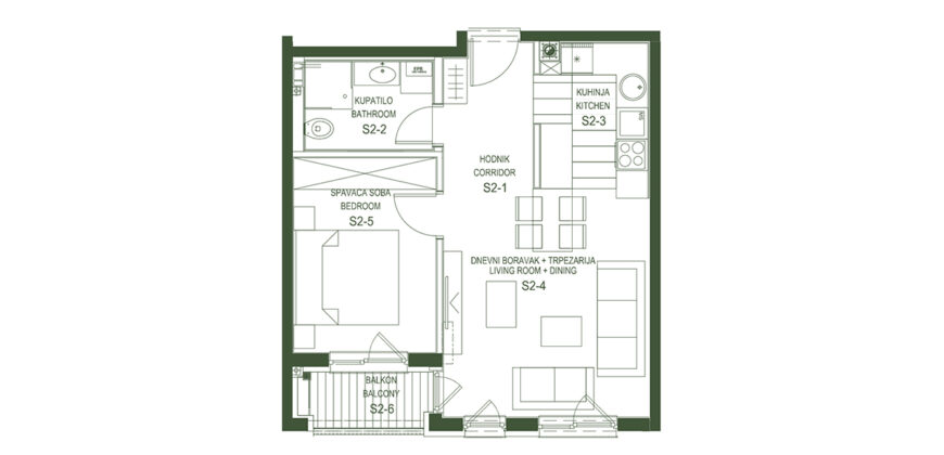 NOVOGRADNJA! Dvosoban stan sa bakonom / 43m2 / Poljine Hills